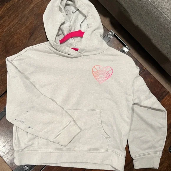 Old Navy Off-White Hoodie with Pink Heart - Picture 1 of 1